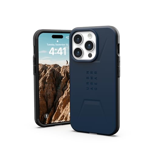 URBAN ARMOR GEAR Civilian Case kompatibel mit Apple iPhone 15 Pro Hülle [Wireless Charging/Magnetische Aufladung kompatibel, Sturzfeste Handyhülle, Erhöhter Rand] Mallard (blau), 114275115555 von URBAN ARMOR GEAR