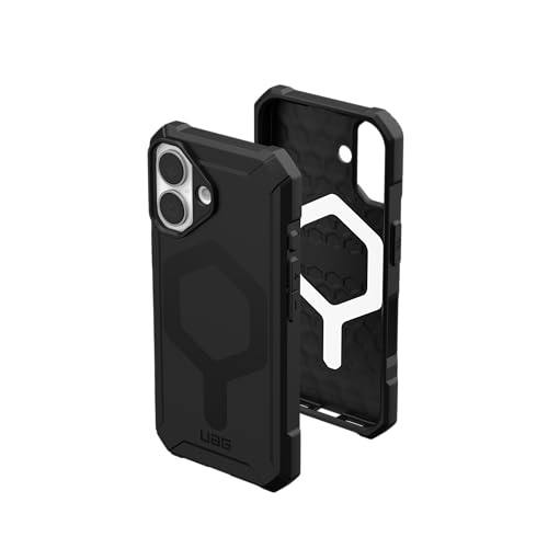 URBAN ARMOR GEAR Essential Armor MS Case kompatibel mit Apple iPhone 16 Hülle (50% recyceltes Material, Wireless Charging/Magnetisches Laden optimiert, 4,6m Fallschutz) schwarz von URBAN ARMOR GEAR