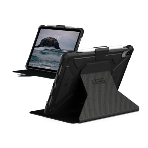 URBAN ARMOR GEAR Metropolis Case für Apple iPad 10.9 (10. Generation 2022) Hülle [Apple Pencil Halterung, Wake/Sleep, Standfunktion, Sturzfest, FrogSkin Material] schwarz von URBAN ARMOR GEAR