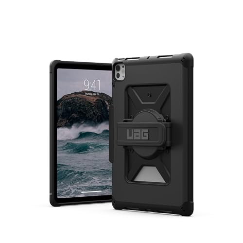 URBAN ARMOR GEAR Metropolis Handstrap Case Apple iPad Pro 11 Hülle (M4 / 2024) (360 Grad drehbare Handschlaufe, Apple Pencil 2 Stift-Halter) schwarz von URBAN ARMOR GEAR