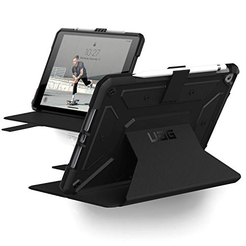 URBAN ARMOR GEAR Metropolis Hülle Apple iPad 10,2" (2020 & 2019) Schutzhülle (Wake/Sleep Funktion, Apple Pencil/Logitech Crayon Halter, Standfunktion, Smart Keyboard kompatibel) schwarz von URBAN ARMOR GEAR