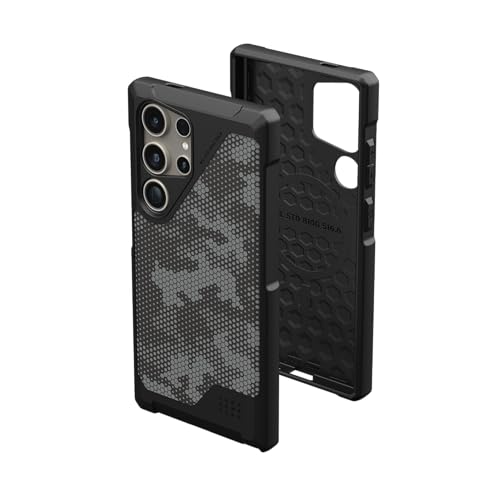 URBAN ARMOR GEAR Metropolis LT Case Samsung Galaxy S24 Ultra Hülle [Offiziell Designed for Samsung Zertifiziert, Wireless Charging (Qi) / Magnetische Aufladung kompatibel] Micro hex camo Graphite von URBAN ARMOR GEAR