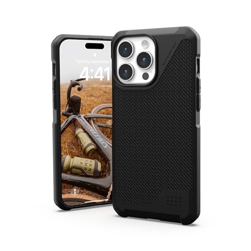 URBAN ARMOR GEAR Metropolis LT Case kompatibel mit Apple iPhone 15 Pro Max Hülle [Fallschutz nach Militärstandard, Wireless Charging (Qi) / Magnetische Aufladung kompatibel] Kevlar schwarz von URBAN ARMOR GEAR