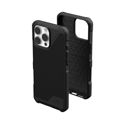 URBAN ARMOR GEAR Metropolis LT MS Case kompatibel mit Apple iPhone 16 Pro Max Hülle (Fallschutz nach Militärstandard, Wireless Charging (Qi) / Magnetische Aufladung kompatibel) Kevlar schwarz von URBAN ARMOR GEAR