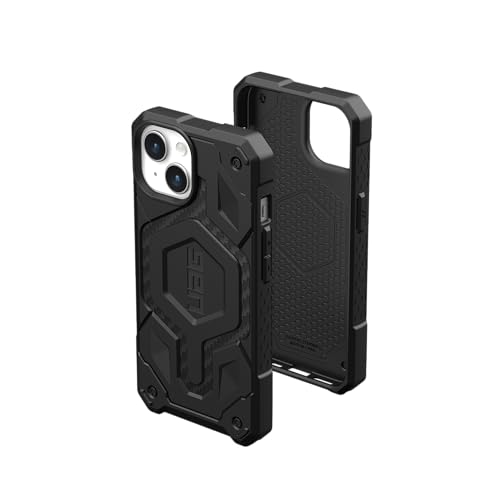 URBAN ARMOR GEAR Monarch Pro Schutzhülle kompatibel mit Apple iPhone 15 Hülle [Wireless Charging/Magnetische Aufladung kompatibel, 5-Schichten Schutz] Carbon Fiber von URBAN ARMOR GEAR