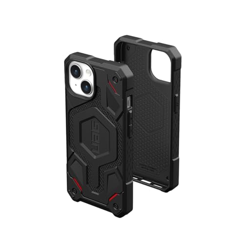 URBAN ARMOR GEAR Monarch Pro Schutzhülle kompatibel mit Apple iPhone 15 Hülle [Wireless Charging/Magnetische Aufladung kompatibel, 5-Schichten Schutz] Kevlar schwarz von URBAN ARMOR GEAR