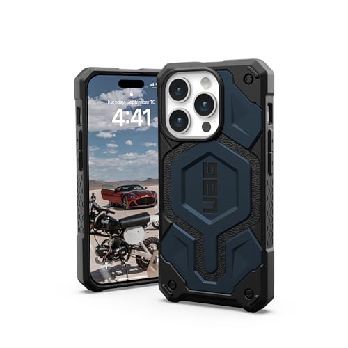 URBAN ARMOR GEAR Monarch Pro Schutzhülle kompatibel mit Apple iPhone 15 Pro Hülle [Wireless Charging/Magnetische Aufladung kompatibel, 5-Schichten Schutz] blau (Mallard) von URBAN ARMOR GEAR