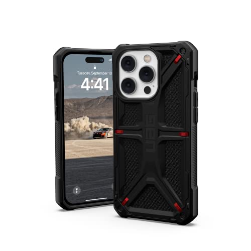 URBAN ARMOR GEAR Monarch Schutzhülle kompatibel mit Apple iPhone 14 Pro [Wireless Charging kompatibel, 5-Schichten Schutz nach Militärstandard, Erhöhter Rand] schwarz/Kevlar von URBAN ARMOR GEAR