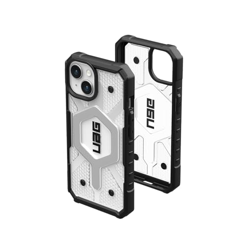 URBAN ARMOR GEAR Pathfinder Hülle kompatibel mit Apple iPhone 15 Plus Case [Wireless Charging/Magnetisches Aufladen kompatibel, Fallschutz nach Militärstandard] Ice (transparent) von URBAN ARMOR GEAR