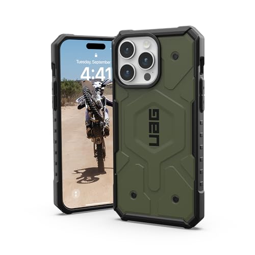 URBAN ARMOR GEAR Pathfinder Hülle kompatibel mit Apple iPhone 15 Pro Case [Wireless Charging/Magnetisches Aufladen kompatibel, Fallschutz nach Militärstandard] Olive drab von URBAN ARMOR GEAR