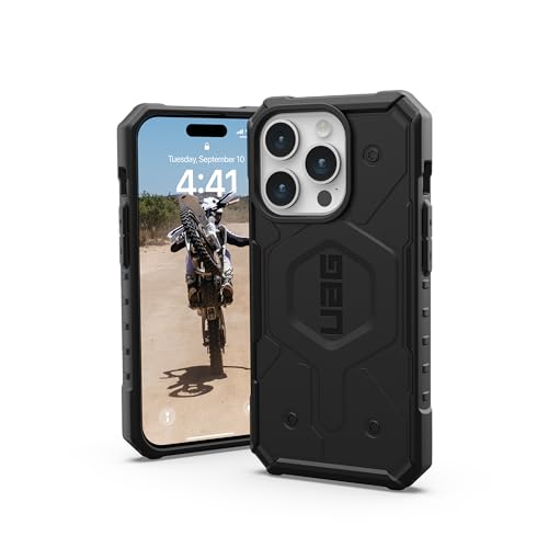 URBAN ARMOR GEAR Pathfinder Hülle kompatibel mit Apple iPhone 15 Pro Case [Wireless Charging/Magnetisches Aufladen kompatibel, Fallschutz nach Militärstandard] schwarz von URBAN ARMOR GEAR