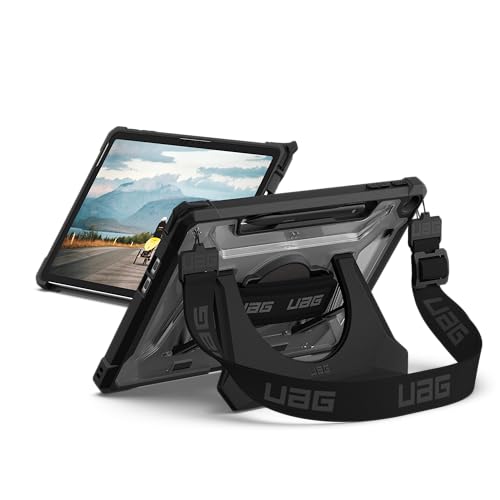 URBAN ARMOR GEAR Plasma Case Microsoft Surface Pro 12 Zoll Hülle (2025-1. Edition, Designed for Surface, Handschlaufe & Schultergurt, Type-Cover/Surface Slim Pen kompatibel) Ice/schwarz von URBAN ARMOR GEAR