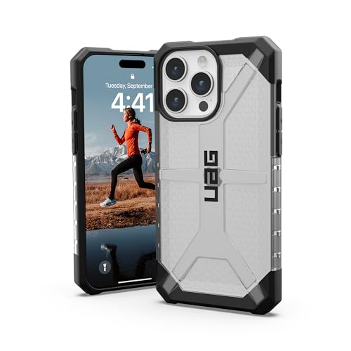 URBAN ARMOR GEAR Plasma Hülle kompatibel mit Apple iPhone 15 Pro Max [Wireless Charging kompatibles Cover, Sturzfeste Handyhülle, Erhöhter Rand] Ice (transparent) von URBAN ARMOR GEAR