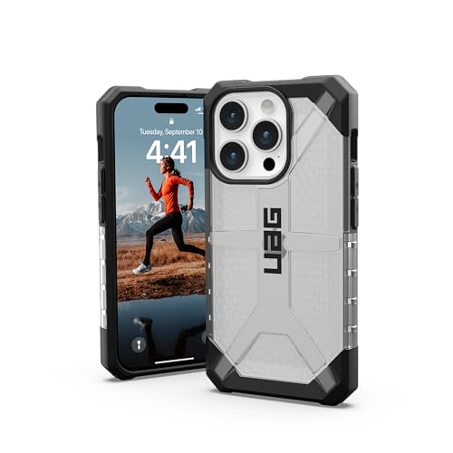 URBAN ARMOR GEAR Plasma Hülle kompatibel mit Apple iPhone 15 Pro [Wireless Charging kompatibles Cover, Sturzfeste Handyhülle, Erhöhter Rand] Ice (transparent) von URBAN ARMOR GEAR