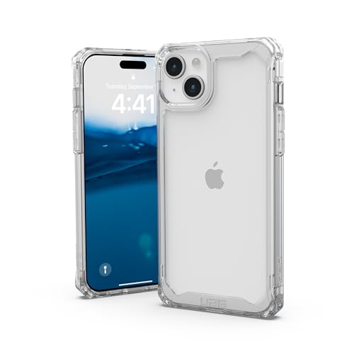 URBAN ARMOR GEAR Plyo Hülle kompatibel mit Apple iPhone 15 Plus [Wireless Charging kompatibles Cover, Sturzfeste Air-Soft Ecken, Erhöhter Rand] Ice (transparent) von URBAN ARMOR GEAR