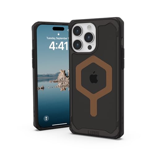 URBAN ARMOR GEAR Plyo Hülle kompatibel mit Apple iPhone 15 Pro Max [Wireless Charging/Magnetisches Aufladen kompatibel, Sturzfeste Air-Soft Ecken, Erhöhter Rand] schwarz/Bronze von URBAN ARMOR GEAR