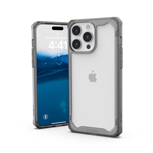 URBAN ARMOR GEAR Plyo Hülle kompatibel mit Apple iPhone 15 Pro Max [Wireless Charging kompatibles Cover, Sturzfeste Air-Soft Ecken, Erhöhter Rand] ash (grau transparent) von URBAN ARMOR GEAR