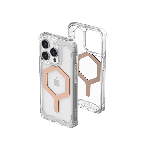 URBAN ARMOR GEAR UAG Hülle Kompatibel mit iPhone 15 Pro Hülle 6,1 Zoll Plyo Ice/Roségold Eingebauter Magnet Kompatibel mit MagSafe Charging Rugged Anti-Vergilbung Transparent Klar Schutzhülle von URBAN ARMOR GEAR