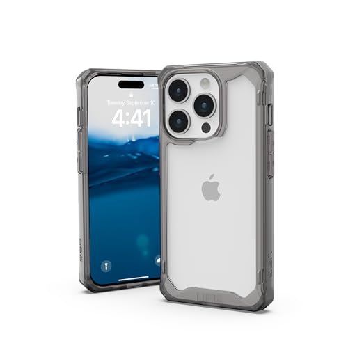 URBAN ARMOR GEAR Plyo Hülle kompatibel mit Apple iPhone 15 Pro [Wireless Charging kompatibles Cover, Sturzfeste Air-Soft Ecken, Erhöhter Rand] ash (grau transparent) von URBAN ARMOR GEAR