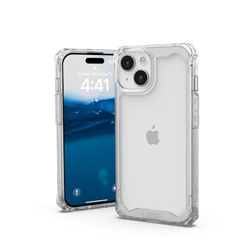 URBAN ARMOR GEAR Plyo Hülle kompatibel mit Apple iPhone 15 [Wireless Charging kompatibles Cover, Sturzfeste Air-Soft Ecken, Erhöhter Rand] Ice (transparent) von URBAN ARMOR GEAR