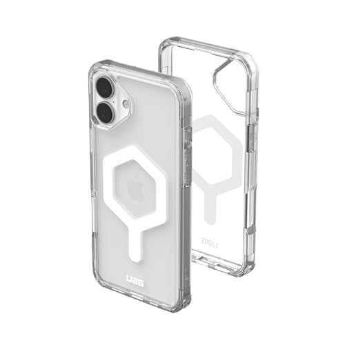 URBAN ARMOR GEAR Plyo MS Case kompatibel mit Apple iPhone 16 Plus Hülle (Wireless Charging/Magnetisches Aufladen kompatibel, Sturzfeste Air-Soft Ecken, Erhöhter Rand) Ice (transparent) / weiß von URBAN ARMOR GEAR