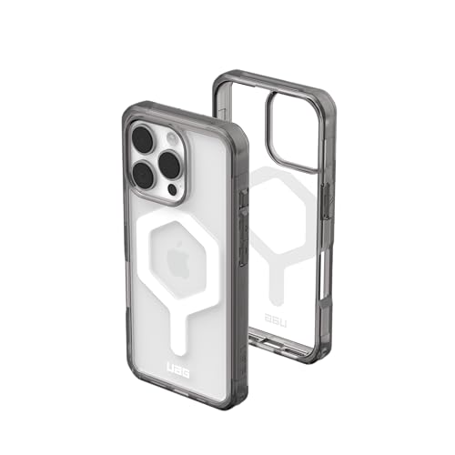 URBAN ARMOR GEAR Plyo MS Case kompatibel mit Apple iPhone 16 Pro Hülle (Wireless Charging / Magnetisches Aufladen kompatibel, Air-Soft Ecken, Erhöhter Rand) grau / transparent / weiß von URBAN ARMOR GEAR