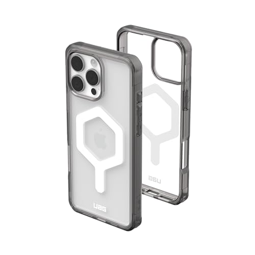 URBAN ARMOR GEAR Plyo MS Case kompatibel mit Apple iPhone 16 Pro Max Hülle (Wireless Charging / Magnetisches Aufladen kompatibel, Air-Soft Ecken, Erhöhter Rand) grau / transparent / weiß von URBAN ARMOR GEAR