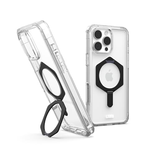 URBAN ARMOR GEAR Plyo XTE Case für Apple iPhone 16 Pro Max Kickstand Hülle (Wireless Charging/magnetisches Aufladen kompatibel, Aufstellbar, Air-Soft Ecken) Ice (transparent) / schwarz von URBAN ARMOR GEAR