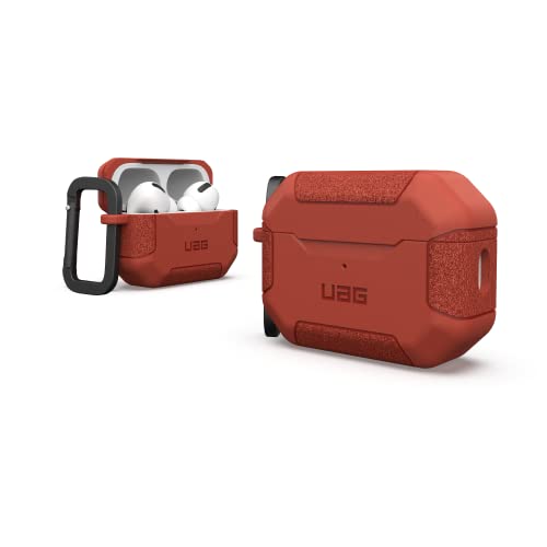 URBAN ARMOR GEAR Scout Case für die Apple AirPods Pro 2022 Hülle [Wireless-Charging kompatibel/Status LED sichtbar, Strukturiertes TPU, Abnehmbarer Karabinerhaken] Rust von URBAN ARMOR GEAR