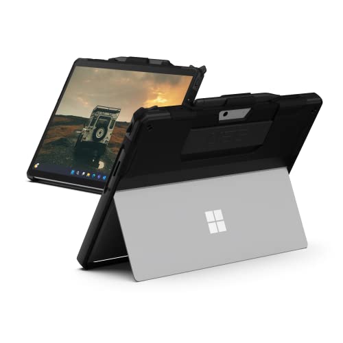 URBAN ARMOR GEAR Scout Handstrap Case für Microsoft Surface Pro 11/9 Hülle [Offiziell Designed for Surface, Handschlaufe, Type-Cover kompatibel, Kickstand Aussparung, Surface Pen Halterung] schwarz von URBAN ARMOR GEAR