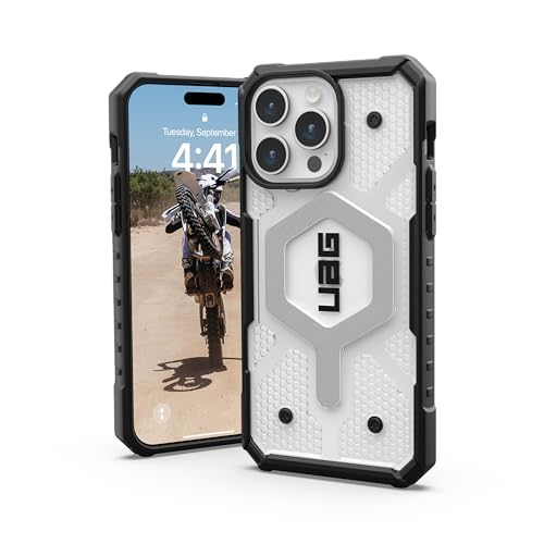 URBAN ARMOR GEAR UAG [Aktualisierte Ver] Kompatibel mit iPhone 15 Pro Max Hülle 6,7 Zoll Pathfinder Clear Ice/Silver Eingebauter Magnet Kompatibel mit MagSafe Charging Rugged Transparent Schutzhülle von URBAN ARMOR GEAR