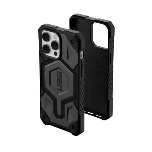 URBAN ARMOR GEAR UAG Schutzhülle für iPhone 14 Pro Max, Kevlar-Silber, 17 cm (6,7 Zoll), Monarch Pro, eingebauter Magnet, kompatibel mit MagSafe-Ladegerät, robuste, stoßfeste, sturzsichere von URBAN ARMOR GEAR