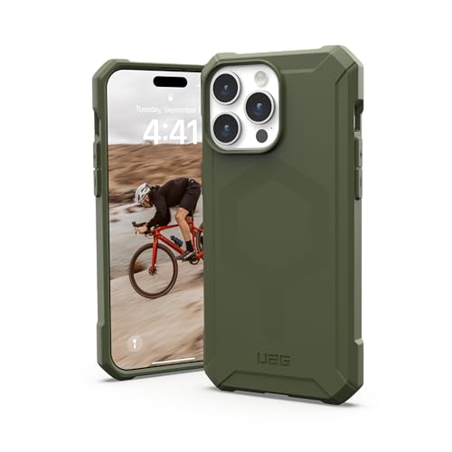 Urban Armor Gear Essential MS Case kompatibel mit Apple iPhone 15 Pro Max Hülle [50% recyceltes Material, Wireless Charging/Magnetisches Laden optimiert, 4,6m Fallschutz] Olive drab von URBAN ARMOR GEAR