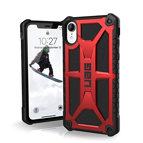 Urban Armor Gear Monarch Hülle für das Apple iPhone XR Handyhülle nach US-Militärstandard [Qi kompatibel, Sturzfest, Verstärkte Ecken, Leder] - Crimson Rot von URBAN ARMOR GEAR