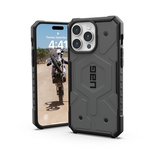 Urban Armor Gear Pathfinder Hülle kompatibel mit Apple iPhone 15 Pro Max Case [Wireless Charging/Magnetisches Aufladen kompatibel, Fallschutz nach Militärstandard] Silber von URBAN ARMOR GEAR