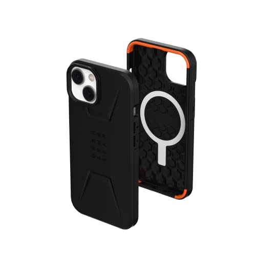 Urban Armor Gear UAG Civilian Hülle kompatibel mit Apple iPhone 14-13 [Wireless Charging-Magnetische Aufladung, Sturzfeste Handyhülle, Erhöhter Rand] schwarz, 114036114040 von URBAN ARMOR GEAR