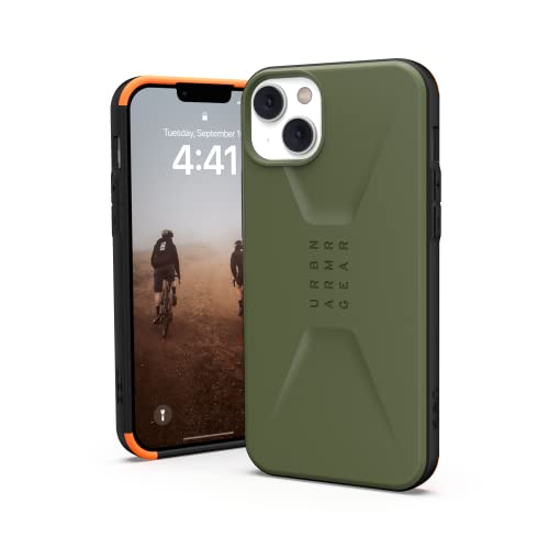 Urban Armor Gear UAG Civilian Hülle kompatibel mit Apple iPhone 14 Plus [Wireless Charging kompatibles Cover, Sturzfeste Handyhülle, Displayschutz durch erhöhten Rand] Olive grün von URBAN ARMOR GEAR