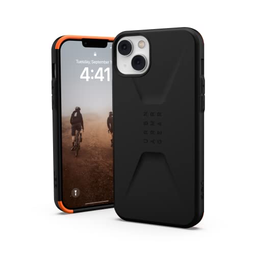Urban Armor Gear UAG Civilian Hülle kompatibel mit Apple iPhone 14 Plus [Wireless Charging kompatibles Cover, Sturzfeste Handyhülle, Displayschutz durch erhöhten Rand] schwarz von URBAN ARMOR GEAR