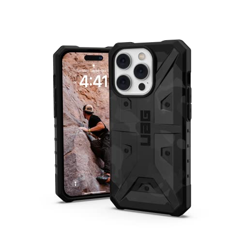 Urban Armor Gear UAG Pathfinder SE Hülle kompatibel mit Apple iPhone 14 Pro [Wireless Charging kompatibles Cover, Fallschutz nach Militärstandard, Ultra Slim Bumper] schwarz camo, 114058114061 von URBAN ARMOR GEAR