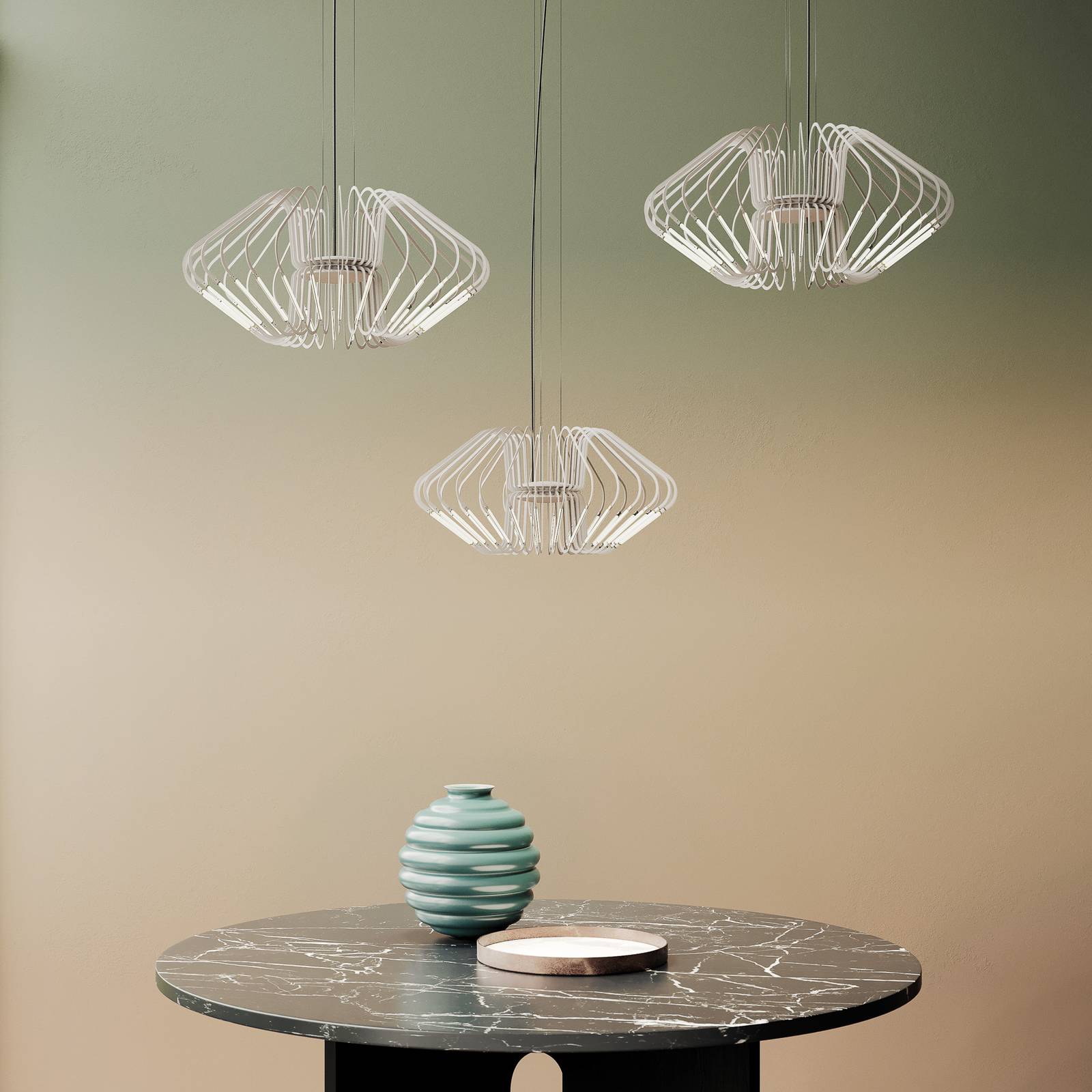LED-Hängeleuchte Filo, beige, Metall, Ø 50 cm, 2.700 K LED-Hängeleuchte Filo, beige, Metall, Ø 50 cm, 2.700 K von URBAN by Sforzin