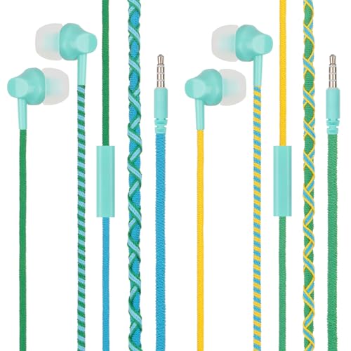 URIZONS 2 Stücke InEar Kopfhörer Bunte mit Kabel - Deep Bass Kopfhorer Noise Cancelling In-Ear Ohrhörer Ohrbügel für Laptop iPhone Computer Workouts Mikrofon Kinder von URIZONS