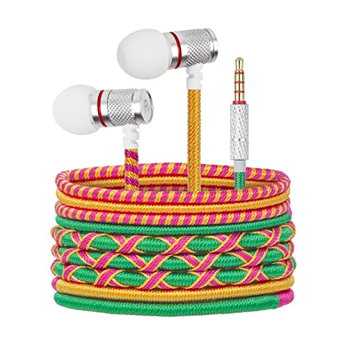 URIZONS 3,5 Colorful Nylon Braided Headphones Kabelgebundene Kopfhörer mit Mic Tangle Kopfhorer kostenlos für Kinder für iPhone für Android von URIZONS
