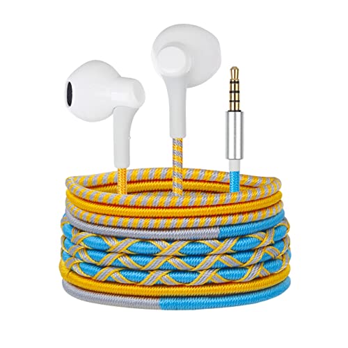 URIZONS Bunte geflochtene Kopfhörer mit Kabel - kabelgebundene In-Ear 3.5mm Kopfhörer mit verwicklungsfreiem Mikrofon für iPhone für Kinder von URIZONS