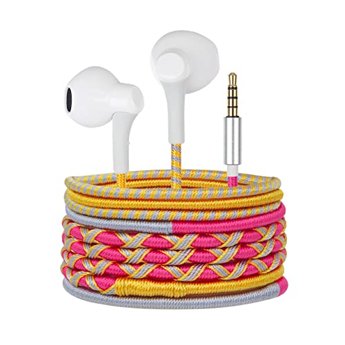 URIZONS Bunte geflochtene Kopfhörer mit Kabel - kabelgebundene In-Ear 3,5mm Kopfhörer mit verwicklungsfreiem Mikrofon für iPhone für Kinder von URIZONS