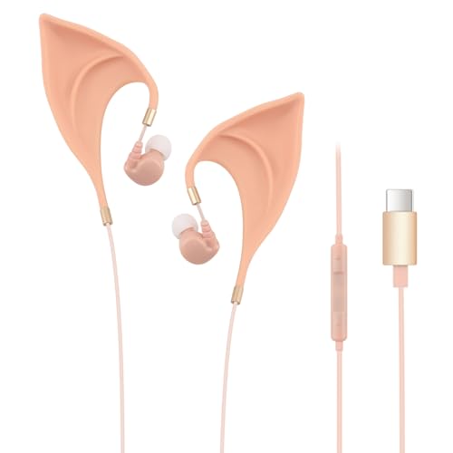 URIZONS Elfe USB C In-Ear Kopfhörer für Kinder – Elegantes Design der Elfenohren Typ C Kopfhörer mit Draht, Ultra-weich, entzückende Cosplay Kopfhorer Spirit Kostüm für Huawei/Samsung von URIZONS