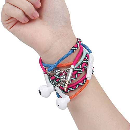 URIZONS In-Ear bunt Kopfhörer Kabel - Kopfhorer mit Mikrofon und Fernbedienung handgefertigte Stoff geflochtene Tribe Thread Wrapped Armband von URIZONS