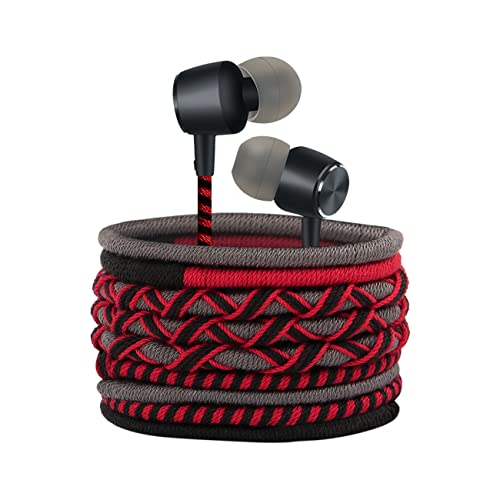 URIZONS Kabelgebundene In-Ear Kopfhörer geflochten Sport Bass Kopfhörer mit Mikrofon Geräuschisolierung 3,5 mm Stereo Kopfhörer bunt Kompatibel mit iPhone mp3 Einstellbare Lautstärke (11A) von URIZONS