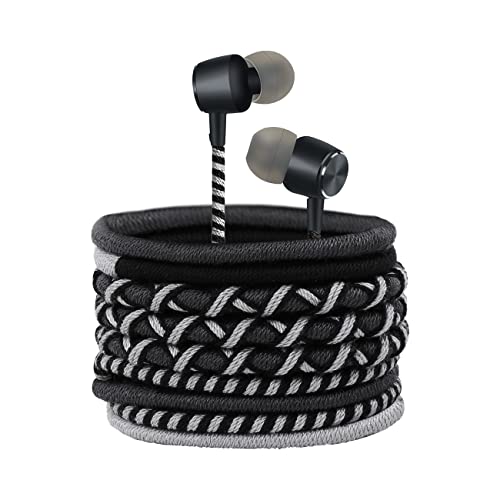 URIZONS Kabelgebundene Ohrhörer bunt Kopfhörer - In-Ear Ohrhörer geflochten mit Mikrofon Surround Sound 3,5 mm Stereo kompatibel mit Huawei, MP3, Android (Schwarz) von URIZONS
