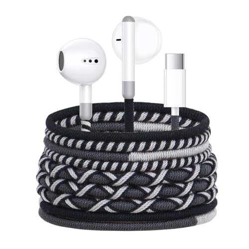 URIZONS Kabelgebundene USB C Kopfhörer mit Stoffkabel - Bunte In-Ear Kopfhorer Typ C mit Mikrofon Lautstärkeregler Digital IC Chip kompatibel mit Hwaiwe/iPhone 15/16(12#) von URIZONS