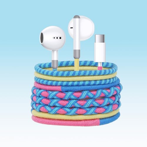 URIZONS Kabelgebundene USB C Kopfhörer mit Stoffkabel - Bunte In-Ear Kopfhorer Typ C mit Mikrofon Lautstärkeregler Digital IC Chip kompatibel mit Hwaiwe/iPhone 15/16(51#) von URIZONS